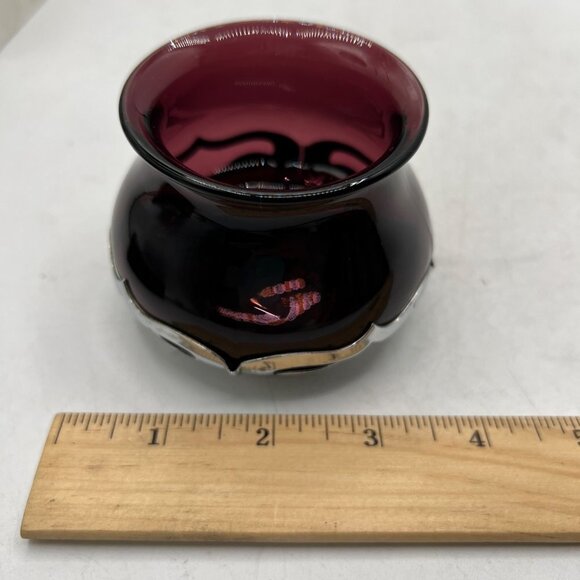 Krome-Kraft Farber Brothers Vintage Vase Amethyst Glass And Chrome Tulip  3” - Picture 10 of 11